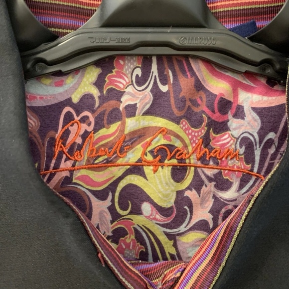Robert Graham Black Button Shirt XXL Embroidery Detail - Picture 3 of 7